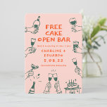 Funny Free Cake Offene Bar Drinks Retro Contempora Save The Date<br><div class="desc">Handmalen von Funky Retro Save the Date</div>