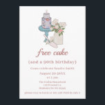 Funny Free Cake Womens 90. Geburtstag Einladung<br><div class="desc">Mit ihrer illustrierten Blume,  dem Mason-Glas und dem Geburtstagskuchen-Design sind diese minimalistischen Einladungen eine lustige Art,  Gäste zu Ihren 90. Geburtstagsfeiern einzuladen.</div>