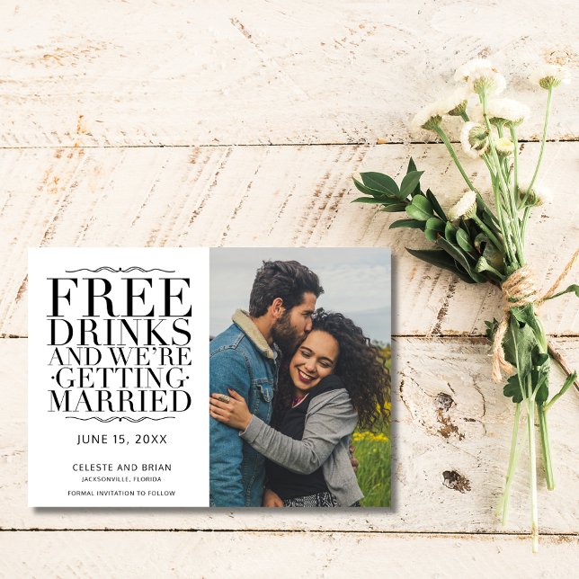 Funny Free Drink Photo Wedding Save the Date (Funny Free Drinks Photo Wedding Save the Date)
