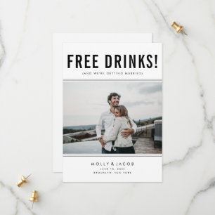Funny Free Drink Photo Wedding Save the Date