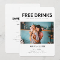 Funny Free Drinks Foto Lesbian Save the Date