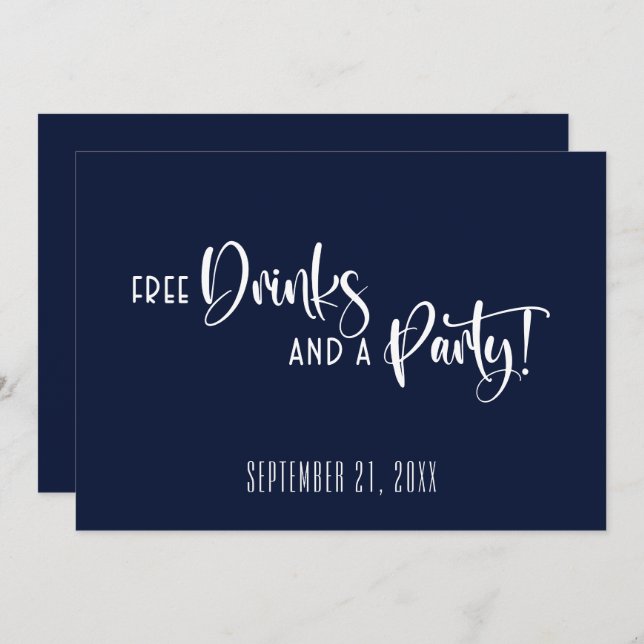 Funny Free Drinks Party Hochzeit retten das Datum Save The Date (Vorne/Hinten)