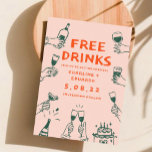 Funny Free Drinks Retro Zurzeit Save The Date<br><div class="desc">Handmalen von Funky Retro Save the Date</div>