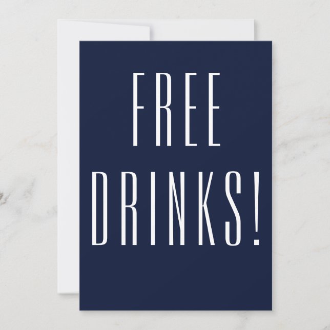 Funny Free Drinks Wedding retten das Datum Save The Date (Vorderseite)