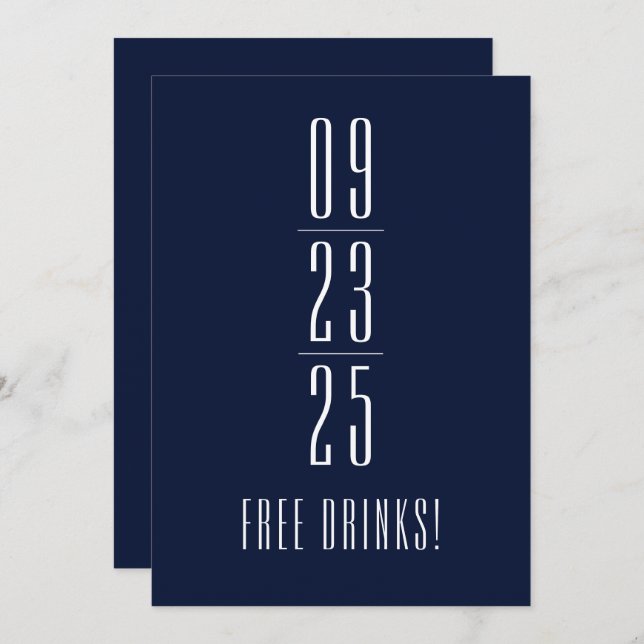 Funny Free Drinks Wedding retten das Datum Save The Date (Vorne/Hinten)