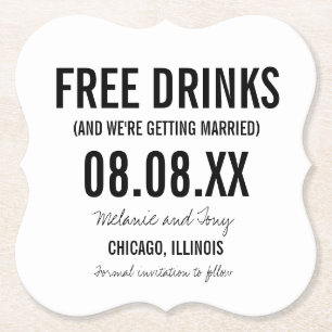 Funny Free Drinks Wedding retten die Termine Untersetzer