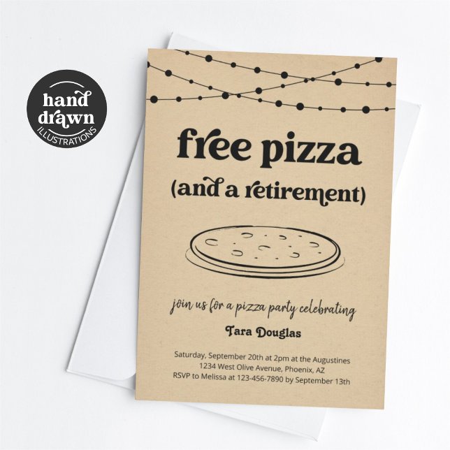 Funny Free Pizza & a Retirement Party Einladung (Von Creator hochgeladen)