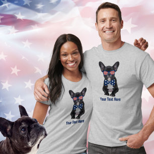 Funny French Bulldog 4. Juli USA Custom T-Shirt