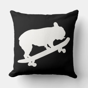 Funny French Bulldog auf Skateboard Art Boys Männe Kissen