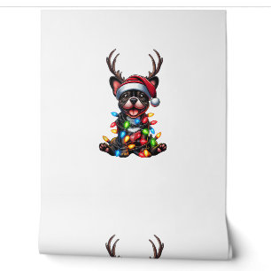 Funny French Bulldog Christmas Light Weihnachtsman Tapete