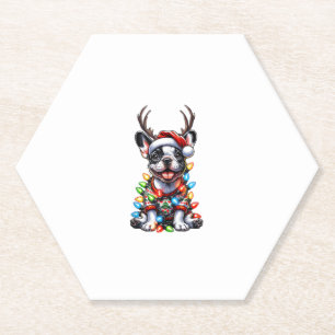 Funny French Bulldog Christmas Light Weihnachtsman Untersetzer