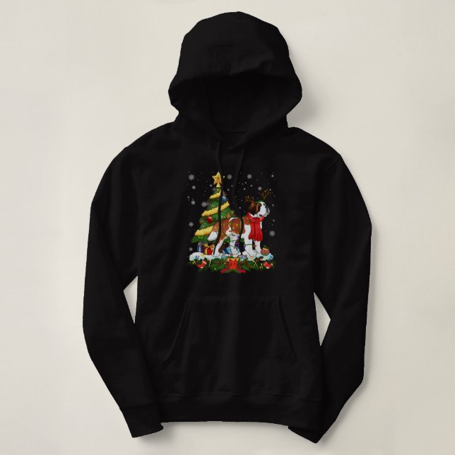 Funny French Bulldog Christmas Tree Light Pajama D Hoodie (Design vorne)