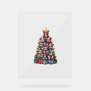Funny French Bulldog Christmas Tree Weihnachtsmann Acrylschild