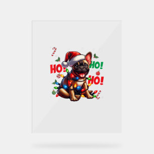 Funny French Bulldog Christmas Weihnachtsmannmütze Acrylschild