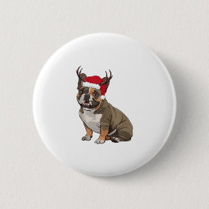 Funny French Bulldog Christmas Weihnachtsmannmütze Button