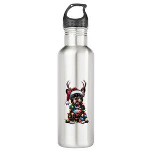 Funny French Bulldog Christmas Weihnachtsmannmütze Edelstahlflasche