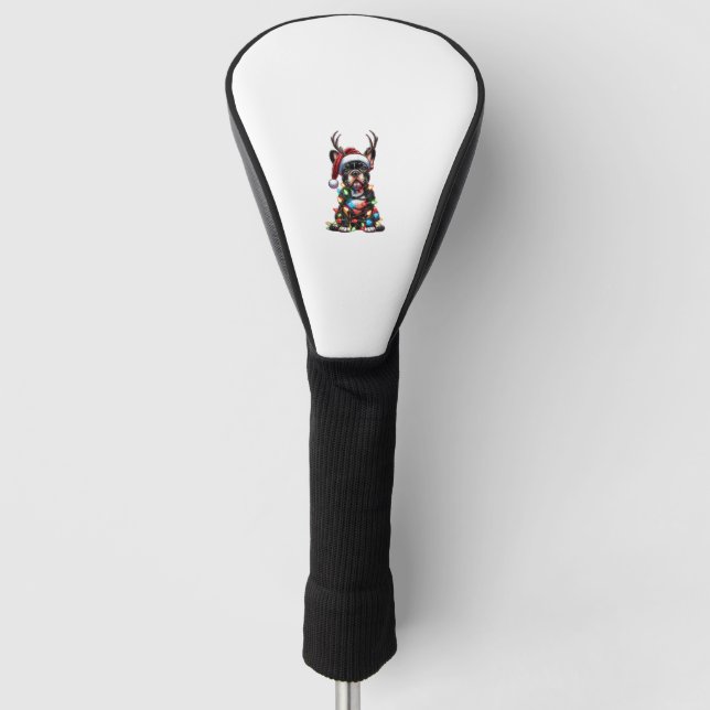 Funny French Bulldog Christmas Weihnachtsmannmütze Golf Headcover (Vorderseite)