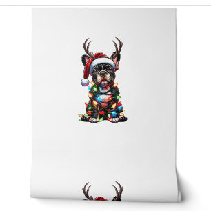 Funny French Bulldog Christmas Weihnachtsmannmütze Tapete