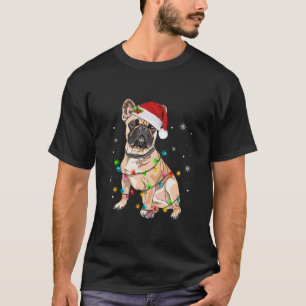 Funny French Bulldog Dog Tree Christmas Lights Xma T-Shirt