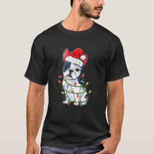 Funny French Bulldog Dog Tree Christmas Lights Xma T-Shirt