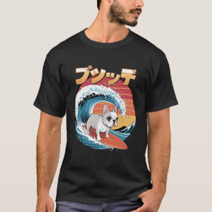 Funny French Bulldog Japanisch Kanagawa Wave T-Shirt
