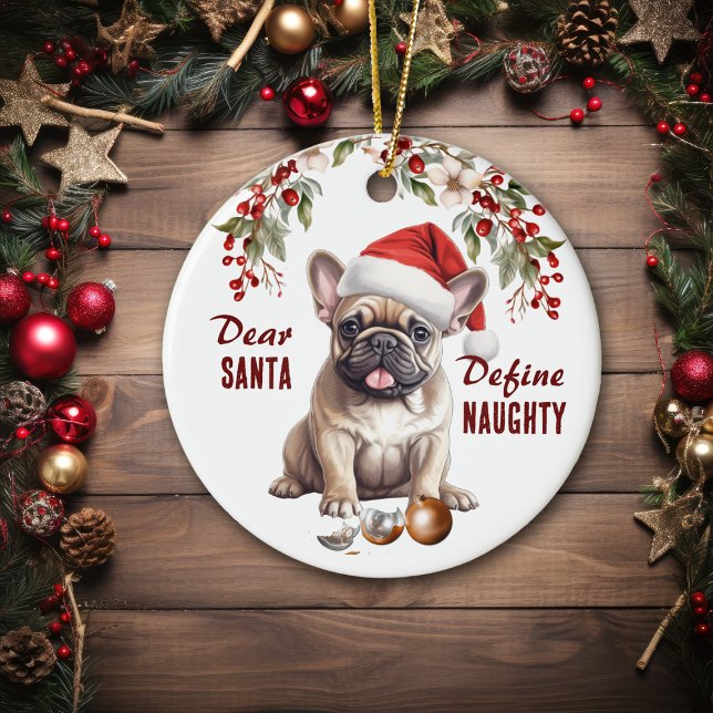 Funny French Bulldog Pup definiert Schönes Weihnac Keramik Ornament (Von Creator hochgeladen)