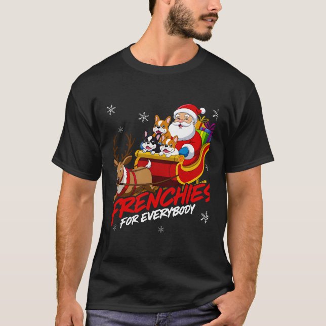 Funny French Bulldog Santa Christmas T-Shirt (Vorderseite)