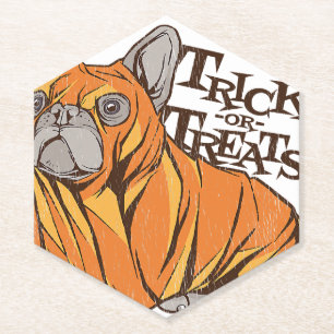 Funny French Bulldog Trick or Leckereien Halloween Untersetzer