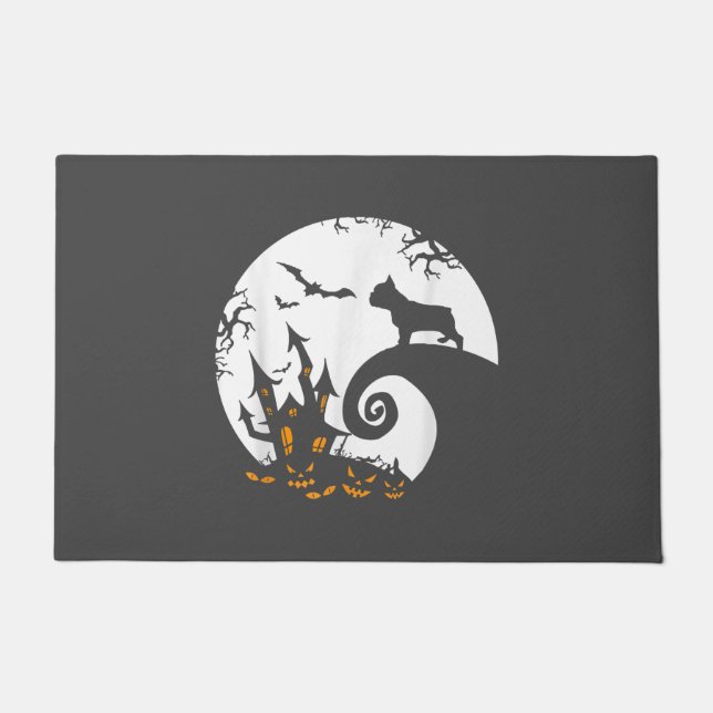Funny French Bulldog und Moon Halloween Kostüm Fußmatte (Vorderseite)