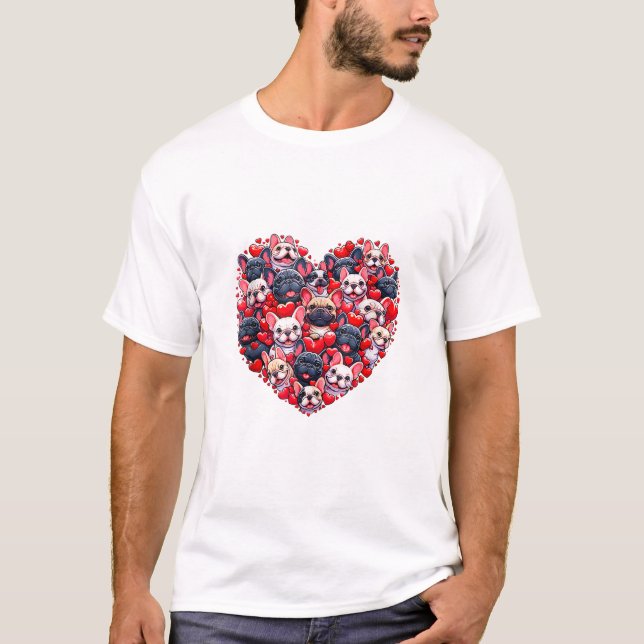 Funny French Bulldog Valentines T-Shirt (Vorderseite)