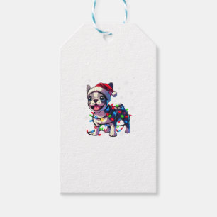 Funny French Bulldogs Christmas Weihnachtsmannmütz Geschenkanhänger