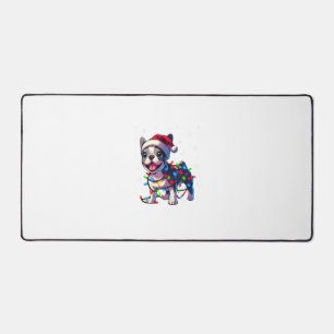 Funny French Bulldogs Christmas Weihnachtsmannmütz Schreibtischunterlage
