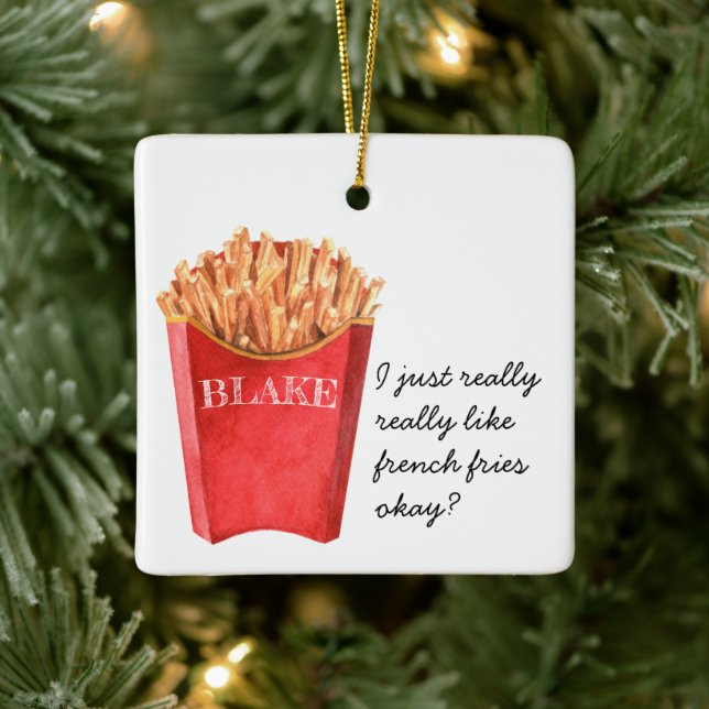 Funny French Fries| Monografisches Weihnachten Keramikornament (Baum)