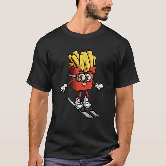 Funny French Fry Ski Potato Fries Skiing Instructo T-Shirt (Vorderseite)