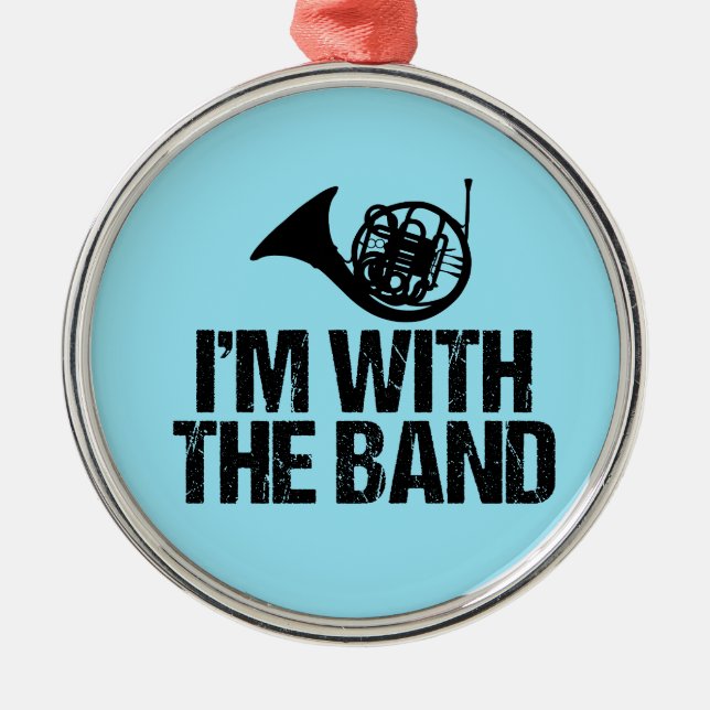 Funny French Horn Ich bin mit der Band Silbernes Ornament (Vorne)