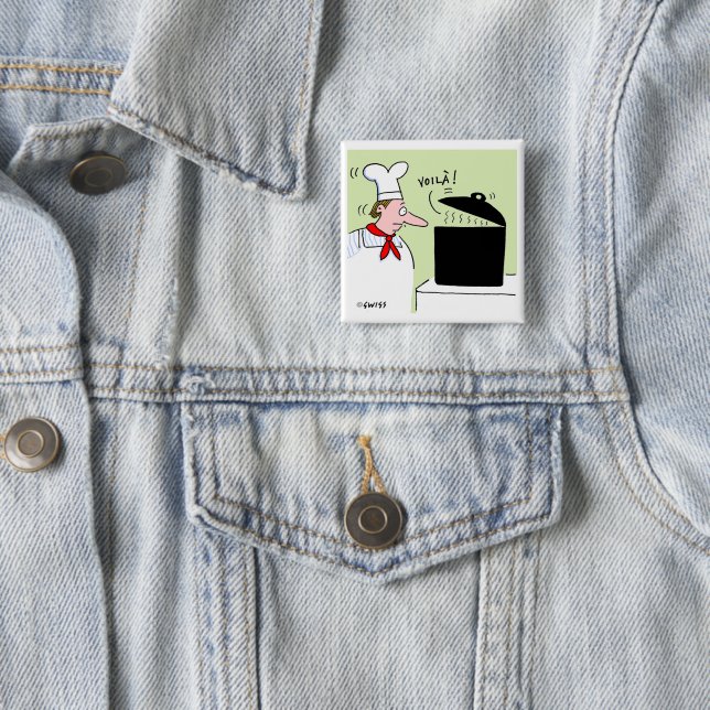 Funny French Koch mit Kettle am Cartoon Stove Button (Beispiel)