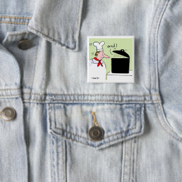 Funny French Koch mit Kettle am Cartoon Stove Button