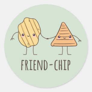 Funny Friend Chip Kartoffelchips Runder Aufkleber