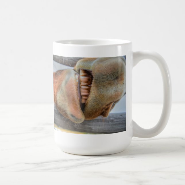 Funny Friendly Horse Muzzle und Zähne Kaffeetasse (Rechts)