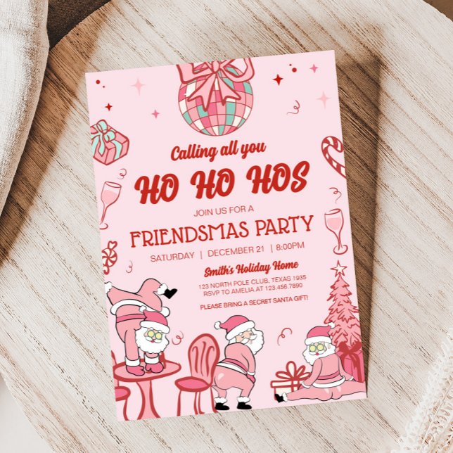 Funny Friendsmas Santa Ho Ho Hos Weihnachtsfeierta Einladung (Funny Friendsmas Santa Christmas Party Invitation)