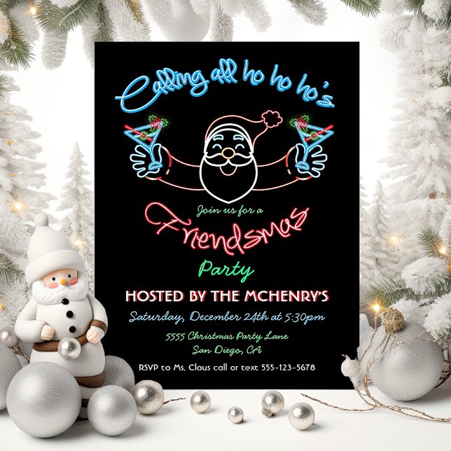 Funny Friendsmas Weihnachtsfeiertag Neon Sign Einladung (Von Creator hochgeladen)
