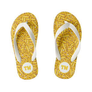 Funny Fries Pattern Personalisiert Kinderbadesandalen