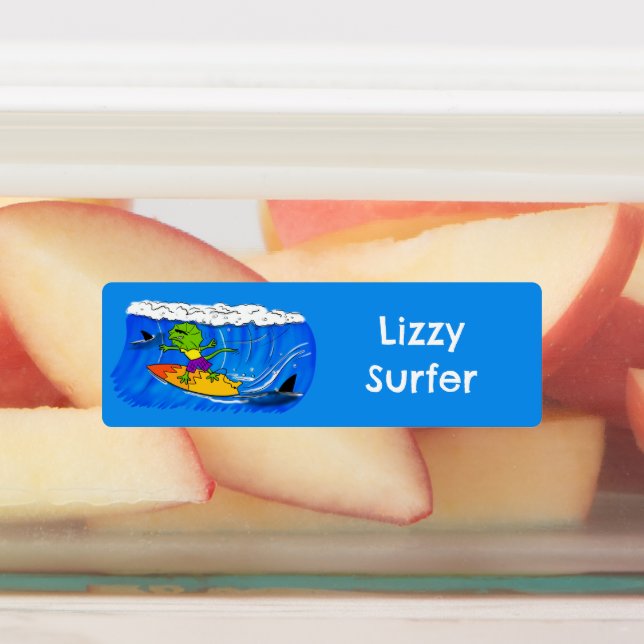 Funny Frill Halslizard Surfen personalisiert Etiketten (Befestigt)
