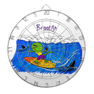 Funny frilled Halslizard Surfing Cartoon Dartscheibe