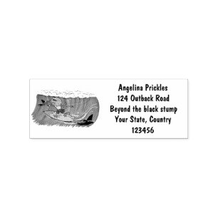 Funny frilled Halslizard Surfing Cartoon Gummistempel