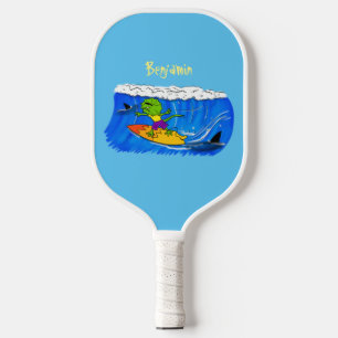 Funny frilled Halslizard Surfing Cartoon Pickleball Schläger