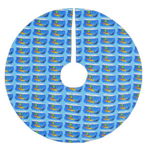 Funny frilled Halslizard Surfing Cartoon Polyester Weihnachtsbaumdecke
