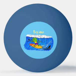 Funny frilled Halslizard Surfing Cartoon Tischtennisball