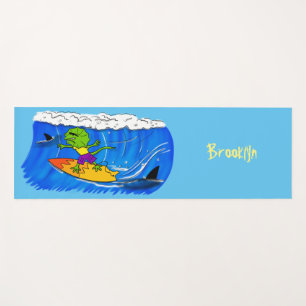 Funny frilled Halslizard Surfing Cartoon Yogamatte