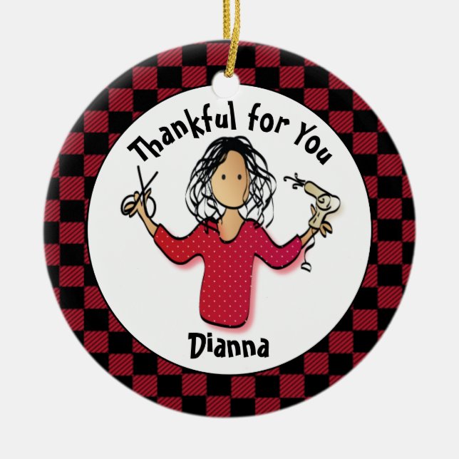 Funny Friseur Geschenk - Danke Beautician Idee Keramik Ornament (Vorne)